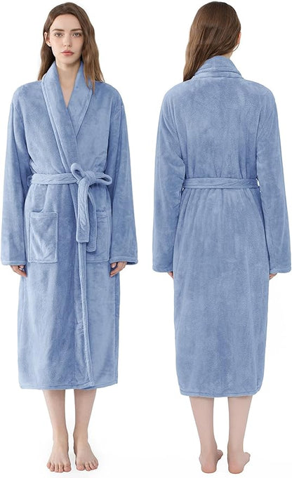 Soft Robe For Women，Warm Plush Bath Robes Female，Spa Towel After Shower Lightweight Long Bathrobe