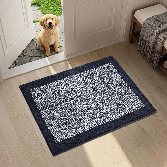 Bathroom Rugs 24x17 Non Slip Washable, Dark Blue Bath Mat for Bathroom Floor Tub, Soft Absorbent Quick Dry Mats for Shower, Bathtub,Home Decor
