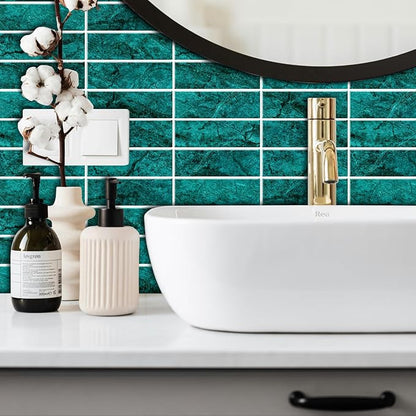 3D Backsplach Tile for Kitchen Peel and Stick, 12"x12" Stick on Subway Tiles for Bathroom, 10 Sheets