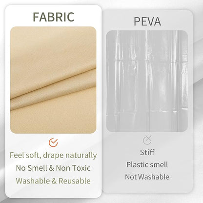 ALYVIA SPRING Stall Waterproof Fabric Shower Curtain or Liner Khaki, 36x72 | 2 Magnets, Soft Cloth & Hotel Quality, Machine Washable, Light-Weight, Stall Size