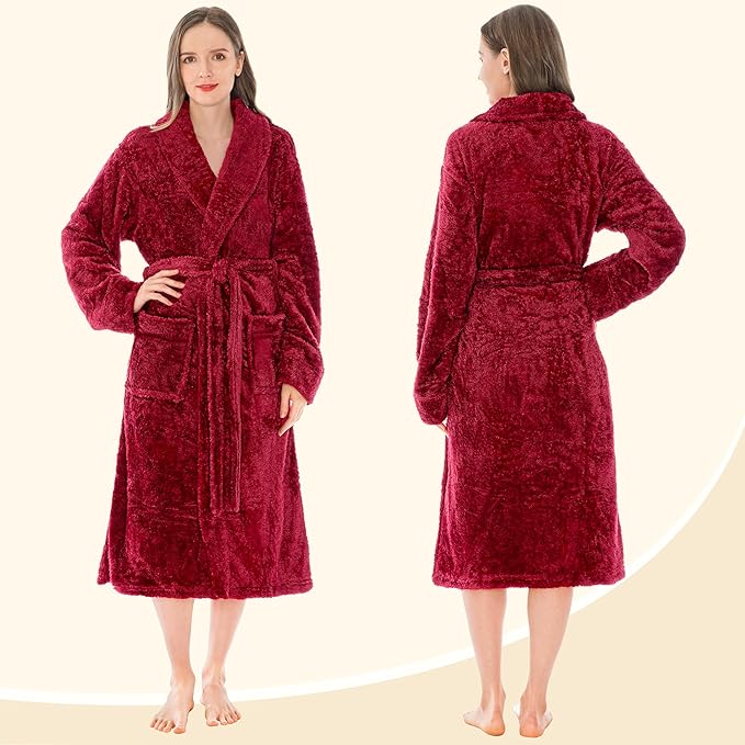 PAVILIA Premium Womens Plush Soft Robe Fluffy, Warm, Fleece Sherpa Shaggy Bathrobe