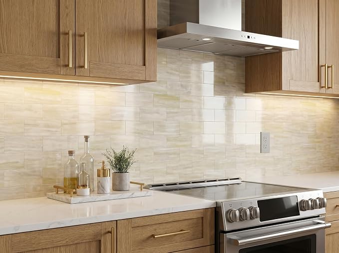 2026 New Upgrade Peel and Stick Backsplash Tile, Peel and Stick Wall Tile for Kitchen, Bathroom, Fireplace, Laundry (Light Orange, 1 Pack)
