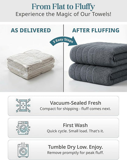 Casa Platino 100% Cotton 2 Pack Bath Sheets (36"x72") - Ring Spun, Extra Large Cotton Bath Towels Set - Quick Dry, Soft & Absorbent Oversized Towel Set - Remains Soft after Multiple Washes - Cool Grey