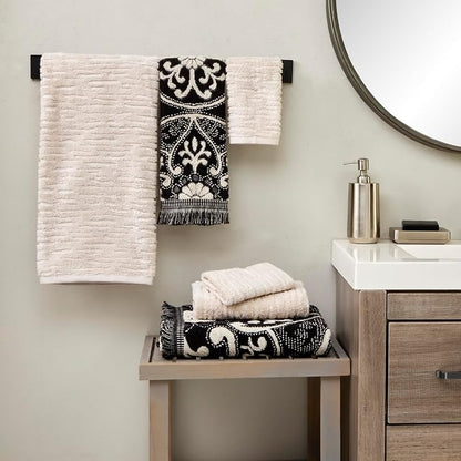 SKL Home CloudSoft/Amherst Medallion Bath Towel Set-6pc, Oatmeal/Black