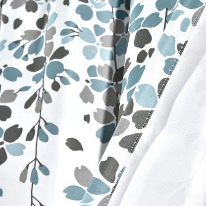 Lush Decor Weeping Flower Light Filtering Window Curtain Panels, Pair, 52"W x 63"L + 2" Header, Blue & Gray - Charming Modern Floral Curtains for Living Room, Dining Room, & Bedroom