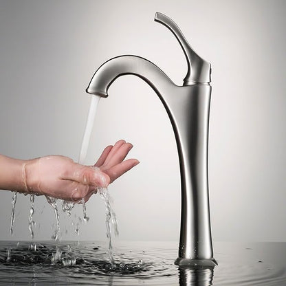 KRAUS KVF-1200SFS Arlo Single Handle Vessel Bathroom Faucet with Pop Up Drain, Spot-Free All-Brite Brushed Nickel (2 Pack)