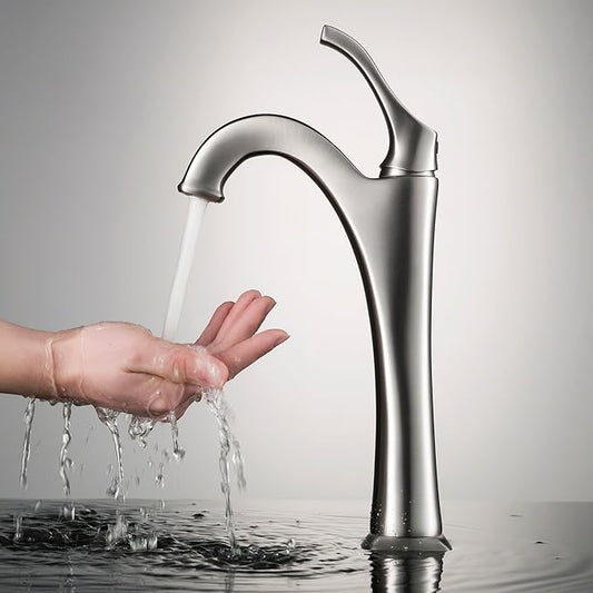 KRAUS KVF-1200SFS Arlo Single Handle Vessel Bathroom Faucet with Pop Up Drain, Spot-Free All-Brite Brushed Nickel (2 Pack)