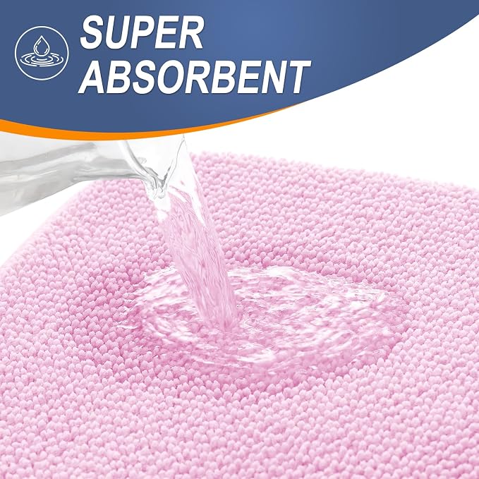 OLANLY Thick Memory Foam Small Bathroom Rug 24x16, Absorbent Bath Mat, Pink | Soft Quick Dry Bath Rugs, Non-Slip Carpet, Machine Washable Mat for Bathroom Floor, Tub and Shower, Home Decor Accessories