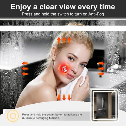 LED Bathroom Mirror with Lights, 30 x 36 Lighted Vanity Wall Mirror | Backlit and Frontlit, Anti-Fog, Dimmable 3 Colors, Shatter-Proof Tempered Glass, Memory Function, Plug-in/Hardwired