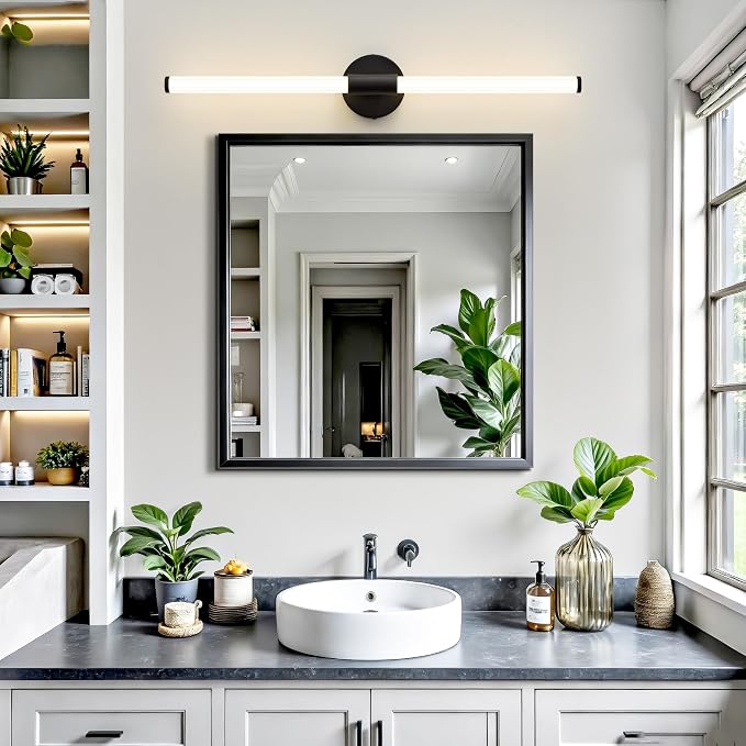 LED Bathroom Vanity Lights Black Wall Sconce Modern 30" | 360° Bright Bathroom Light Fixture, Dimmable Vanity Light, Hardwired Wall Light 4000K for Mirror