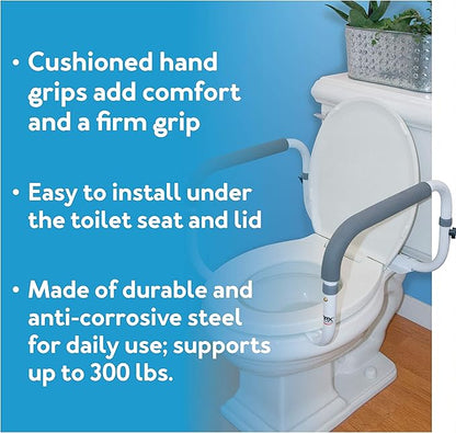 Carex Toilet Safety Frame - Toilet's Safety Rails with Adjustable Width - Toilet Rails for Elderly, Handicap, Home Health Care Equipment After Surgery, Supports 300lbs (Pack of 2)