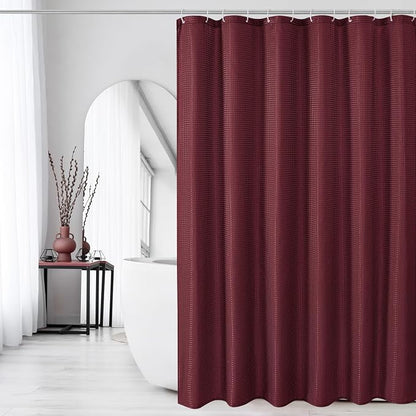 Burgundy Fabric Shower Curtain, 72 X 72 | Cloth-Textured Shower Curtain for Bathroom - Soft Cloth & Hotel Spa Luxury, Water Repellent, Machine Washable