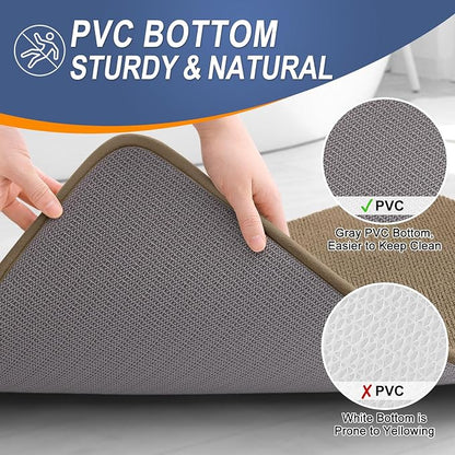 OLANLY Memory Foam Bathroom Runner Rug 59x24, Absorbent Long Bath Mat, Tan | Soft Quick Dry Bath Rugs, Non-Slip Carpet, Machine Washable Mat for Bathroom Floor, Tub and Shower, Home Decor Accessories