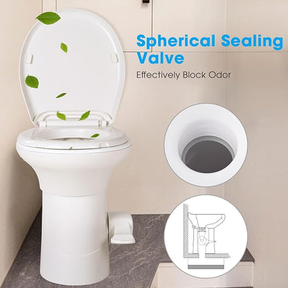 AW RV Camper Toilet with Bidet Spray, 20" High Gravity Flush Porcelain | Enamel & HDPE Elongated Toilet for Motorhome Caravan Travel Trailer