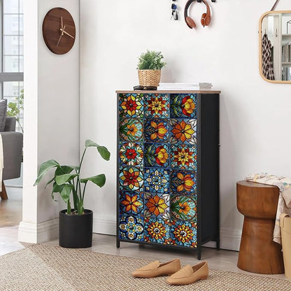 Easy Peel Stick wall Tile Stickers 6x6in Stick on backsplash Tiles,12Pcs | removable 3D tile for kitchen RV bathroom laundry backsplash decor,Ultra-high-definition printed Stained Glass pattern