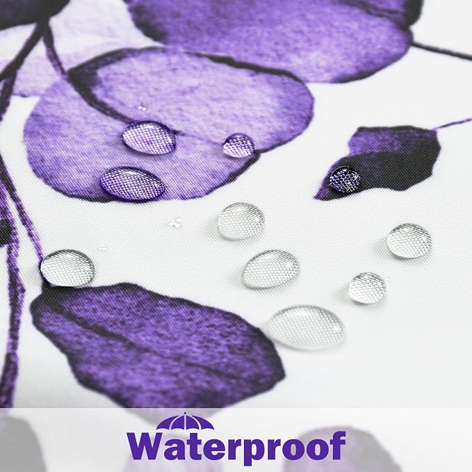 Shower Curtain,Purple Eucalyptus Shower Curtains for Bathroom,Watercolor Leaves Bathroom Curtains Washable Waterproof Leaf Shower Curtain Sets Botanical Shower Curtain Plants 72x72 with Hooks