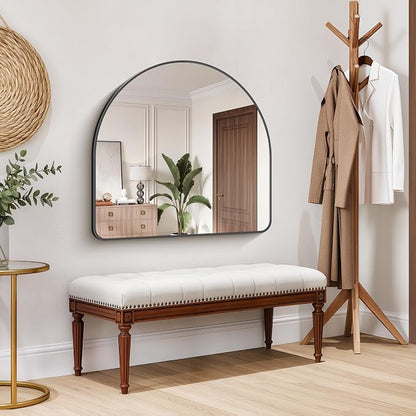 FORBATH Arched Bathroom Mirror 36x36 Inch, Black Bathroom Mirror Wall Mounted Modern Aluminum Alloy Frame Arch Mirror for Bedroom Living Room Entryway, Hanging or Leaning Against Wall