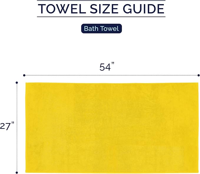 Elegant Comfort Premium Turkish Cotton 2 Pack Bath Towel Set - 27 x 54 inch, Luxurious Hotel Spa Quality 100% Turkish Cotton 2PC Bath Towel Set - Highly Absorbent - Soft Bathroom Towels, Yellow