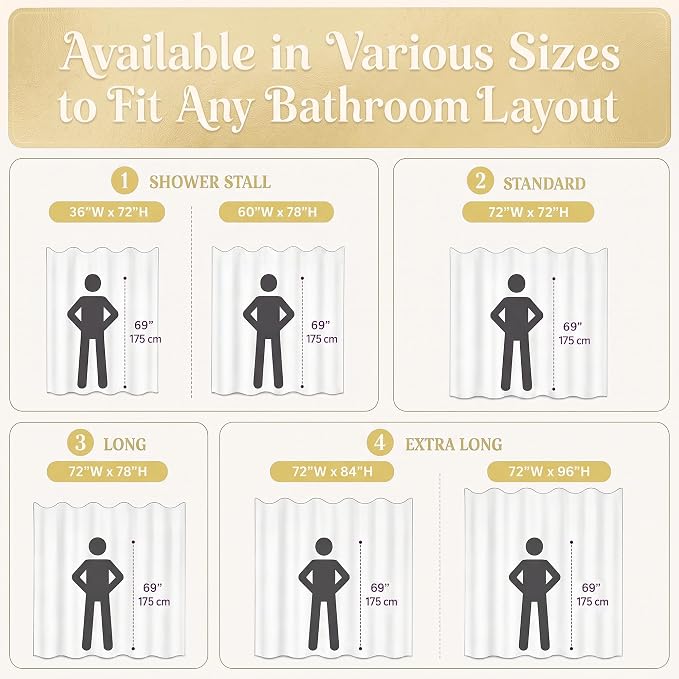 LIPA Boho Rustic Barely Butter Ruffle Shower Curtain 72x78 Inches | Farmhouse Shower Curtains for Bathroom,Water‑Resistant Fabric Shower Curtain,Bohemian Bathroom Decor