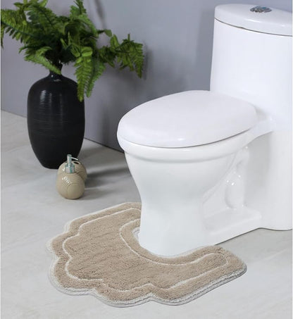 Home Weavers Allure Collection s U Shaped,Extra Thick, Non-Slip Contour Mat for Bathroom,100% Cotton Soft, Absorbent Water, Machine Washable, 20 Inch U Shaped Rug, Linen