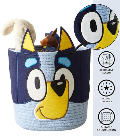 Bluey Figural Rope Storage Basket,10" H x 10" W, Decorative and Functional Organizer for Kids Room or Nursery