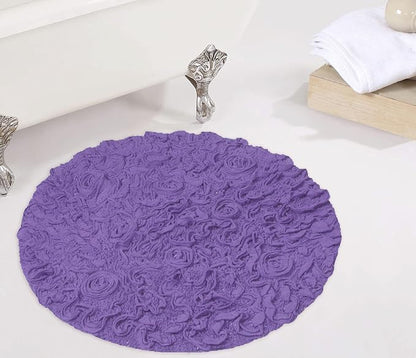 Home Weavers Bell Flower Collection 100% Cotton Tufted Bath Rugs, Extra Soft and Absorbent Bath Rugs, Non-Slip Bath Mats, Machine Washable, Bath Mats for Bathroom Floor and Tub, 30" Round, Purple