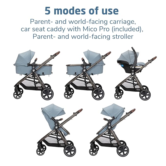 Maxi-Cosi Zelia 2 Luxe 5-in-1 Modular Travel System, New Hope Grey