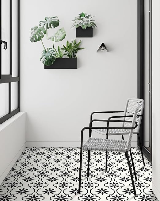 MORCART Peel and Stick Floor Tile, Vinyl Flooring Waterproof, DIY Flooring for Bathroom, Kitchen, Fireplace, Pet House, Stairs, Bedrooms, Wall (40PCS,7.87" x 7.87",Black)