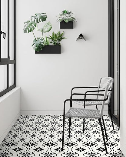 MORCART Peel and Stick Floor Tile, Vinyl Flooring Waterproof, DIY Flooring for Bathroom, Kitchen, Fireplace, Pet House, Stairs, Bedrooms, Wall (20PCS,7.87" x 7.87",Black)
