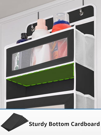 JARLINK Over the Door Organizer for Bedroom, Pantry Bathroom, 5 Shelf Black | Anti-Tilt Design, 44 lb Load Capacity, Hanging Door Organizer with 5 Large Capacity Pockets, Behind Door Storage for Nursery