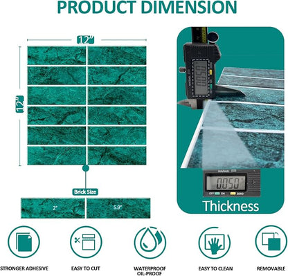 3D Backsplach Tile for Kitchen Peel and Stick, 12"x12" Stick on Subway Tiles for Bathroom, 10 Sheets