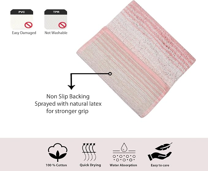 Home Weavers 100% Cotton Gradiation Collection Bathroom Décor | Washable Rug | Bathroom Mat | Kitchen Mat | Bathroom Rug Set | Bath Mat Set | Bath Floor Mat Non Slip, 5 Piece Set with Contour, Pink