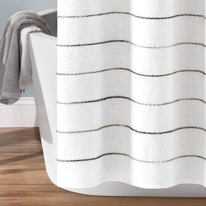 Lush Decor Ombre Stripe Yarn Dyed Cotton Shower Curtain, 72" W x 72" L, Gray & Multi - Fabric Shower Curtains - Striped Bathroom Curtain - Farmhouse & Coastal Decor