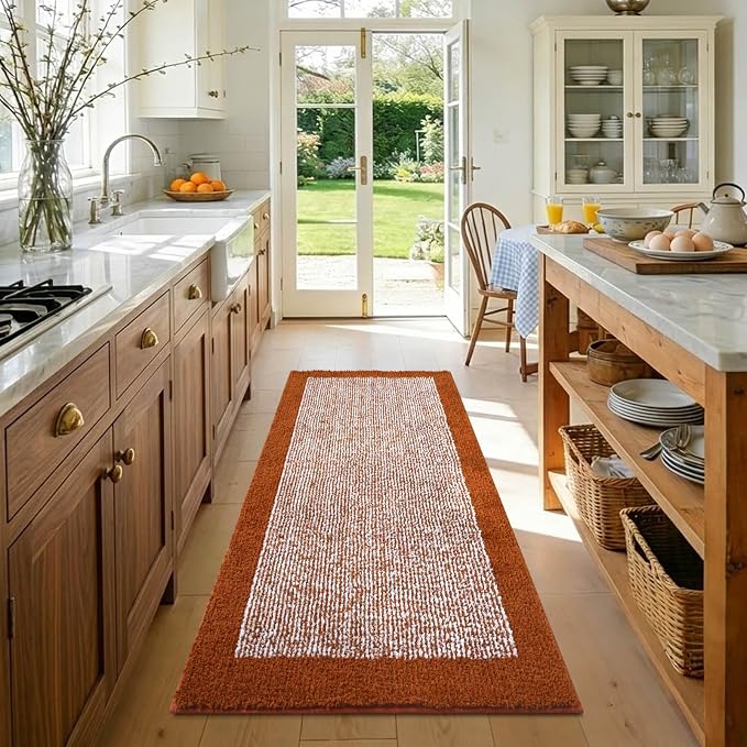 48x24 Long Bathroom Rugs Non Slip Washable,Large Bath Rugs for Bathroom Floor Tub,Soft Absorbent Quick Dry Bath Mats for Shower, Bathtub, Home Decor(Coral Orange)