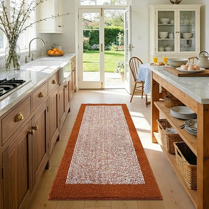 48x24 Long Bathroom Rugs Non Slip Washable,Large Bath Rugs for Bathroom Floor Tub,Soft Absorbent Quick Dry Bath Mats for Shower, Bathtub, Home Decor(Coral Orange)