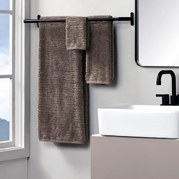 SKL Home CloudSoft Bath Towel Set, 6-Piece, 100% Cotton Luxury, Mink Brown | 2 Bath towels, 2 hand towels, 2 washcloths. Premium spa-level quality. 600/520 GSM weight. Ultra plush & absorbent.