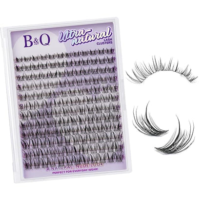 B&Q Natural Lash Clusters 04 - Cluster Eyelash Extensions, Pestañas Postizas Naturales Style Eyelashes Comfort Fit - Day-to-Night Natural Effect - Office & Date Ready For Effortless Beauty(8-16mix)