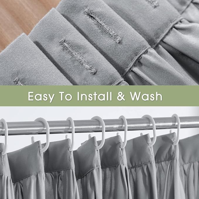 Homechoice Decor Handcrafted Bow Tie Victorian Shower Curtain 72" W x 84" H | Vintage Ruffle Bath Curtain for Master Bathroom, Ruched Microfiber Bathroom Curtain with 12 Buttonholes, Gray (LQ-10)