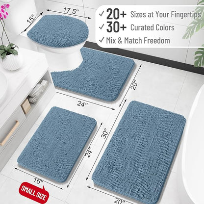 OLANLY Large Bathroom Rugs 70x46, Extra Soft Absorbent Chenille Bath Rugs | Airy Blue, Quick-Drying Rubber Backing, Machine Washable Bath Mat for Bathroom Floor, Tub and Shower, Home Decor Accessories
