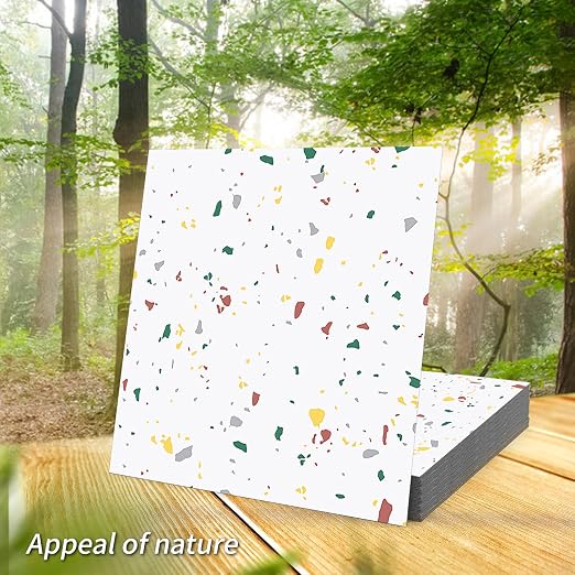 Art3d 30-Pack Peel and Stick Vinyl Floor Tiles, 12 x 12 in, Modern Terrazzo