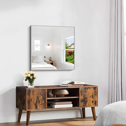 KOCUUY Silver Framed Mirror, 24"x24" Square Bathroom Mirror for Wall, HD Tempered Glass, Anti-Rust Frame, Modern Design for Bathroom, Bedroom, Living Room, Entryway