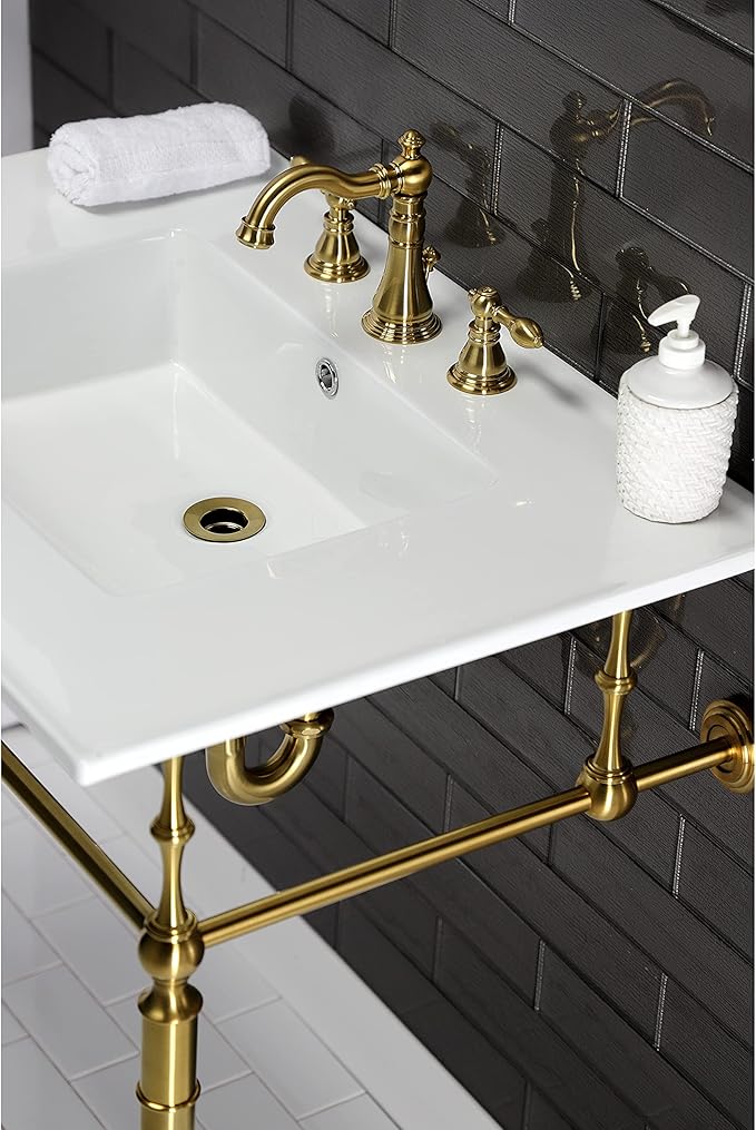 Fauceture FSC1973ACL American Classic Widespread Bathroom Faucet with Brass Pop-Up, Brushed Brass