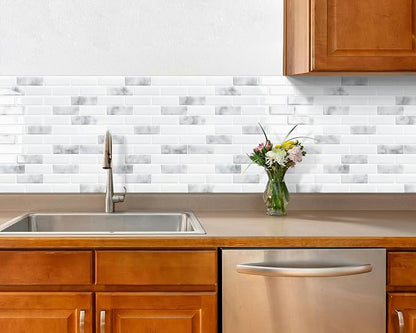 Peel and Stick Backsplash 3D Self Adhesive Wall Tile Grey 10 Sheet | Thick,Sticky,Vinyl,12"x12",Marble,for Kitchen,Bathroom