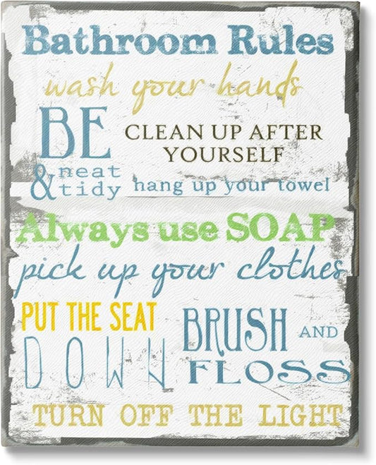 'The Stupell Home Decor 'Bathroom Rules ''| Canvas Art