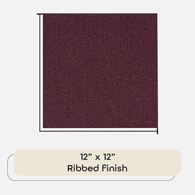 Achim Home Furnishings Nexus Burgundy 12x12 Self Adhesive Carpet Floor Tile - 12 Tiles/12 sq Ft.,NXCRPTBU12