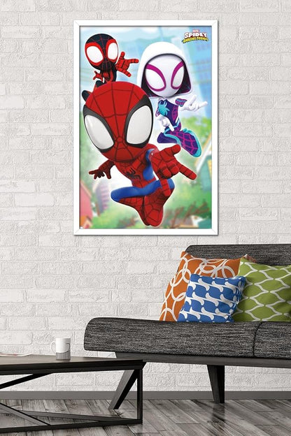 Trends International Marvel Spidey and His Amazing Friends - Webs Wall Poster, 22.37" x 34.00", White Framed Version