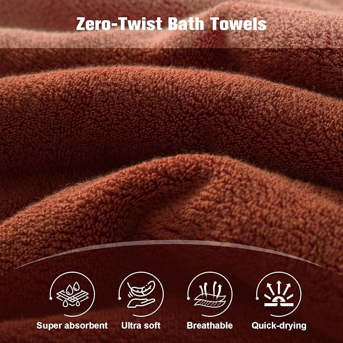 COZYART Bath Towel Set 6 PCS, Luxury 100% Turkish Cotton 650GSM Ultra Soft | Absorbent Quick Dry, OEKO‑Tex 100 Cert. Zero Twist Ring Spun Cotton, Plush Fluffy, Breathable Hotel Quality Bathroom Towels