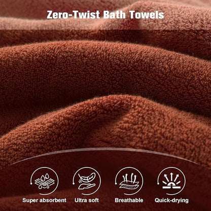 COZYART Bath Towel Set 6 PCS, Luxury 100% Turkish Cotton 650GSM Ultra Soft | Absorbent Quick Dry, OEKO‑Tex 100 Cert. Zero Twist Ring Spun Cotton, Plush Fluffy, Breathable Hotel Quality Bathroom Towels