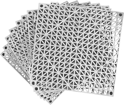 Modular Interlocking Cushion 8 Pack 11.8" x 11.8" Rubber Floor Tiles Non-Slip Splicing Drainage Mats for Deck, Gray