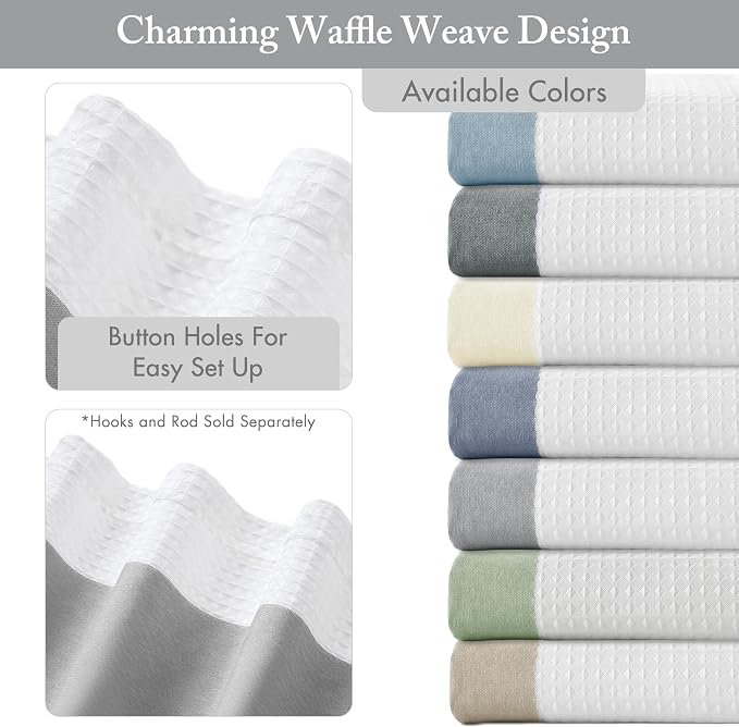Madison Park Spa Waffle Shower Curtain Pieced Fabric with 3M Scotchgard Moisture Management Modern Home Bathroom Decorations, Tall 72"x84", Grey | Striped, Pieced Fabric Design, 3M Scotchgard Moisture Management, Hotel Quality, Modern, for Bathroom, OE...